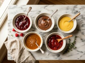 Thumbprint cookie filling options including jam Nutella and lemon curd
