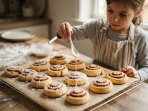 Icing cinnamon roll cookies